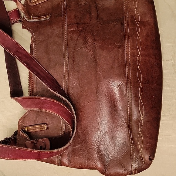 Frye Handcrafted Handbag Burgundy Vintage - Picture 10 of 12